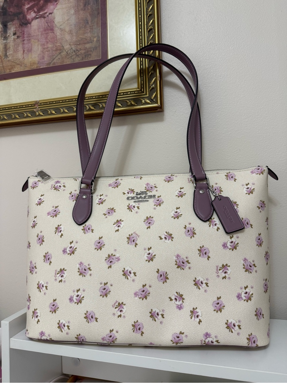 Coach Leather Bag Tag in Dusty Lavender